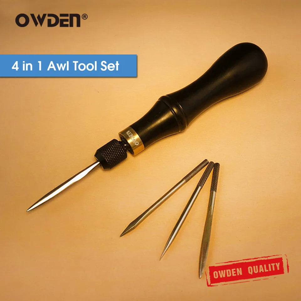 OWDEN 4 in 1 Awl Leather Sewing Tool Set Repairing Stitching Supplies Sewing Kit 4 in 1 Sewing Awl Kit