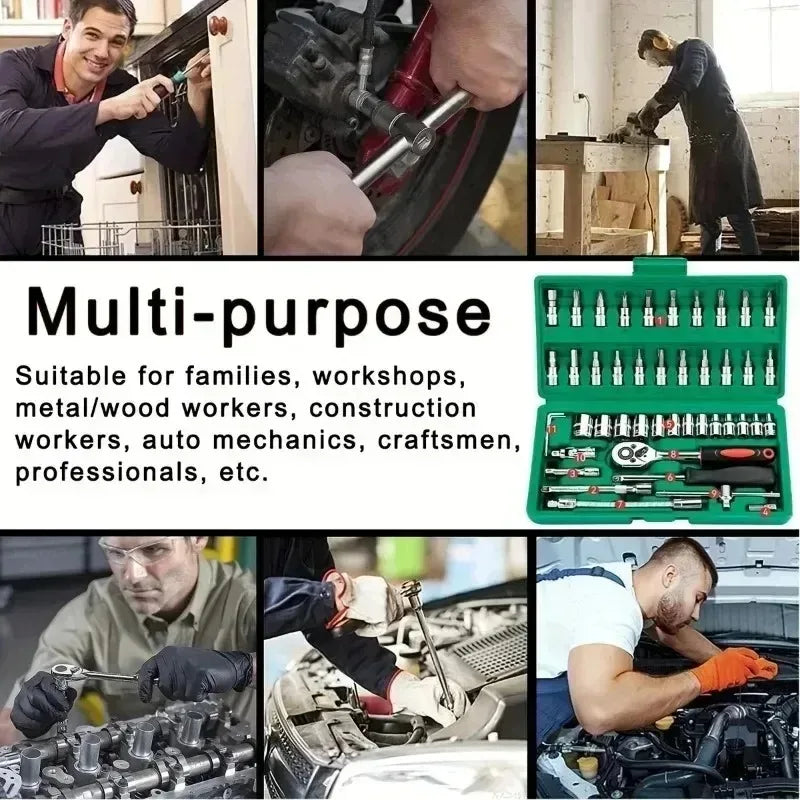 46-Piece Socket Wrench Set Car Motorcycle Auto Protection Set Household Xiaofei Hardware Tools Combination Set