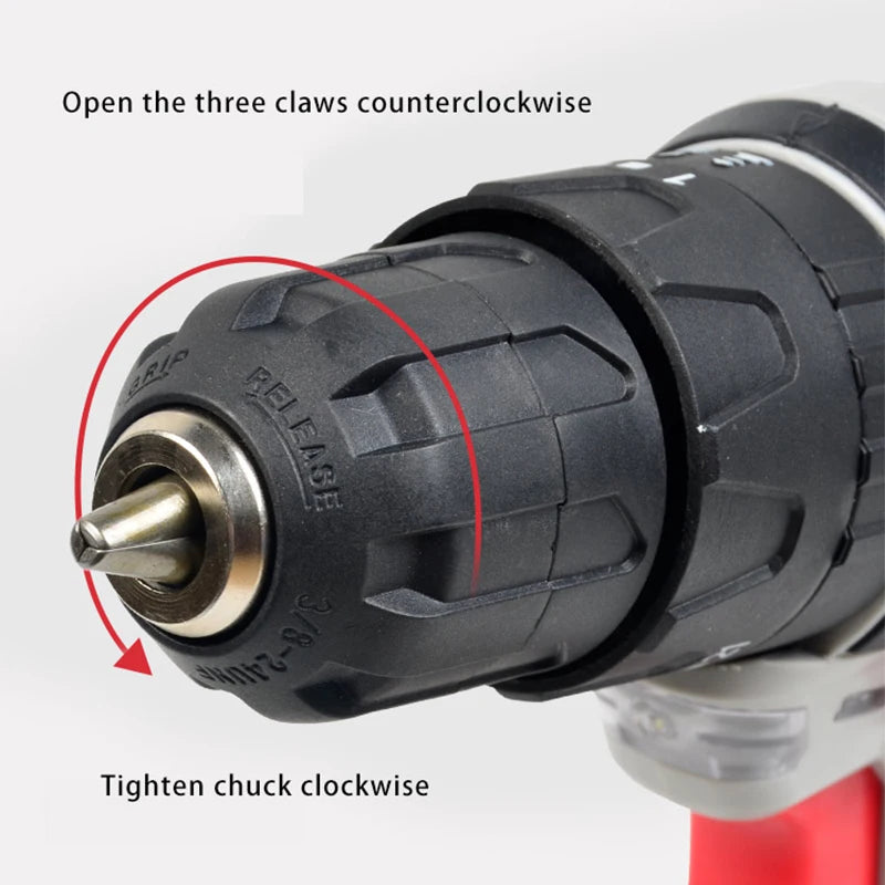 20V 10mm Electric Impact Drill Cordless Drill Electric Screwdriver DIY Driver Power Tool for 18V 20V Battery pin