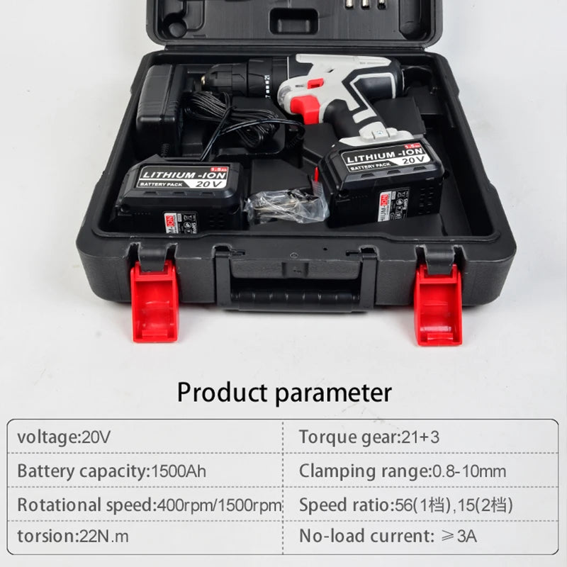 20V 10mm Electric Impact Drill Cordless Drill Electric Screwdriver DIY Driver Power Tool for 18V 20V Battery pin