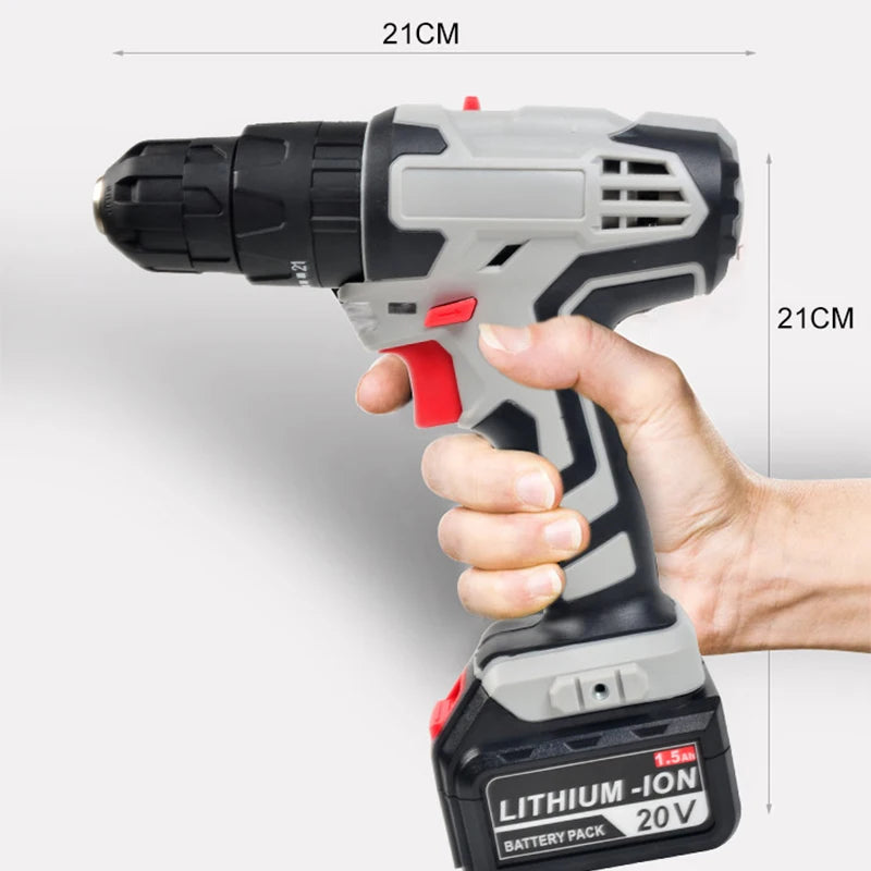 20V 10mm Electric Impact Drill Cordless Drill Electric Screwdriver DIY Driver Power Tool for 18V 20V Battery pin
